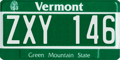 VT license plate ZXY146