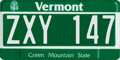 VT license plate ZXY147