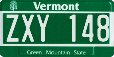 VT license plate ZXY148