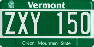 VT license plate ZXY150