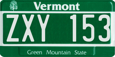 VT license plate ZXY153