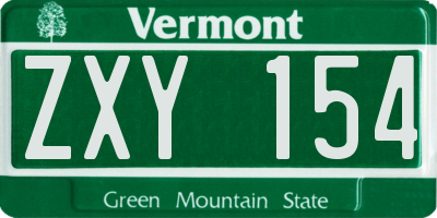 VT license plate ZXY154