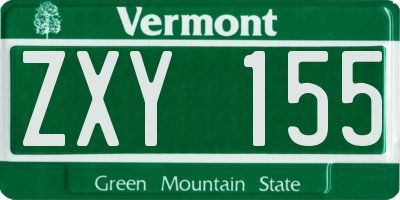 VT license plate ZXY155