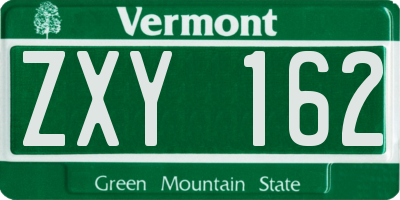 VT license plate ZXY162