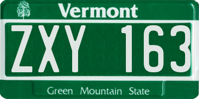 VT license plate ZXY163