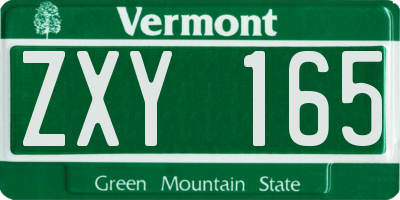 VT license plate ZXY165