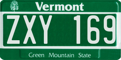 VT license plate ZXY169