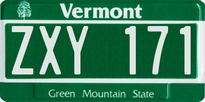 VT license plate ZXY171