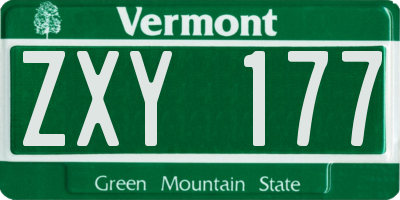 VT license plate ZXY177