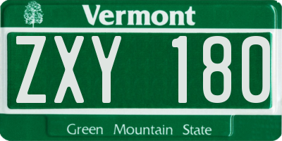 VT license plate ZXY180