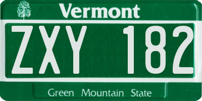 VT license plate ZXY182