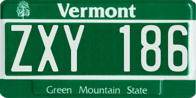 VT license plate ZXY186