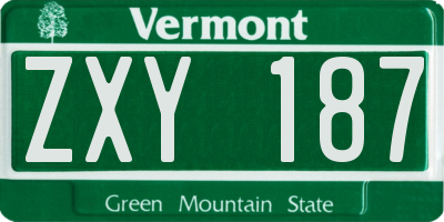 VT license plate ZXY187