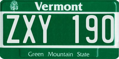 VT license plate ZXY190