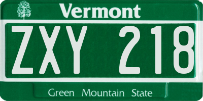 VT license plate ZXY218