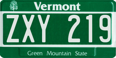 VT license plate ZXY219