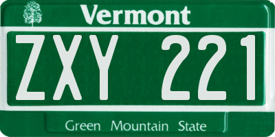 VT license plate ZXY221