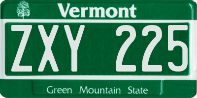 VT license plate ZXY225
