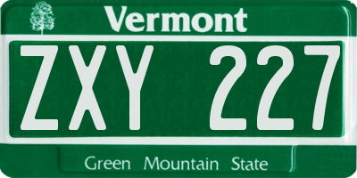 VT license plate ZXY227