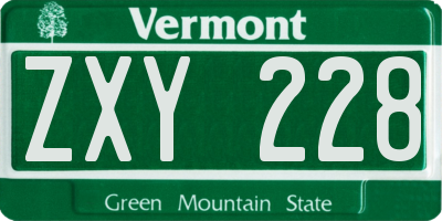 VT license plate ZXY228