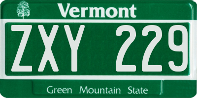 VT license plate ZXY229