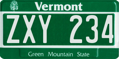 VT license plate ZXY234