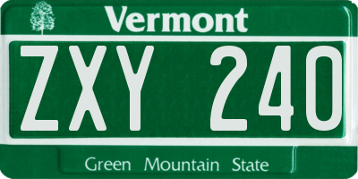 VT license plate ZXY240