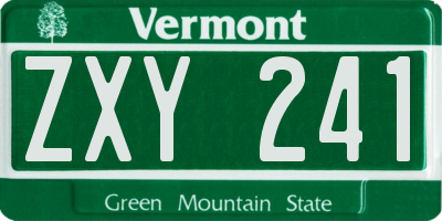 VT license plate ZXY241