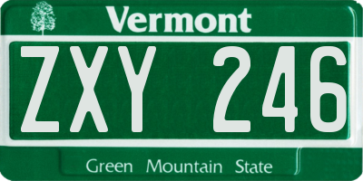 VT license plate ZXY246
