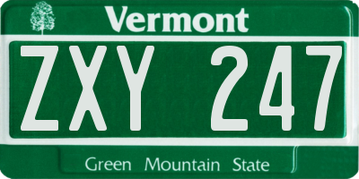 VT license plate ZXY247