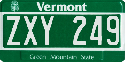 VT license plate ZXY249