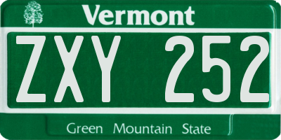 VT license plate ZXY252