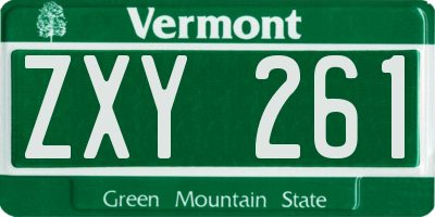 VT license plate ZXY261