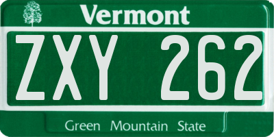 VT license plate ZXY262
