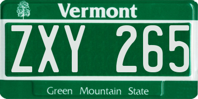 VT license plate ZXY265