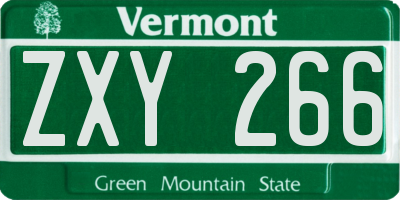 VT license plate ZXY266