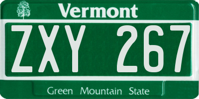 VT license plate ZXY267