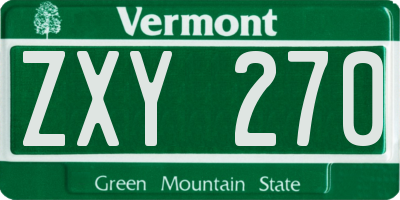 VT license plate ZXY270