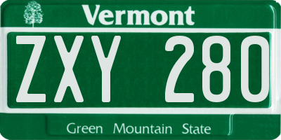VT license plate ZXY280
