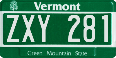 VT license plate ZXY281