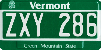 VT license plate ZXY286