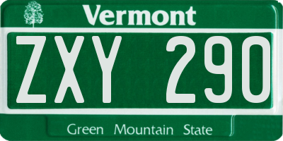 VT license plate ZXY290