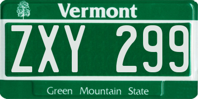 VT license plate ZXY299