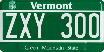 VT license plate ZXY300