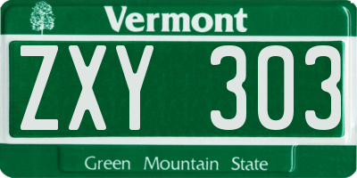 VT license plate ZXY303