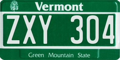 VT license plate ZXY304
