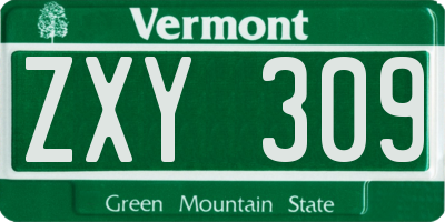 VT license plate ZXY309