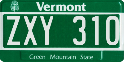 VT license plate ZXY310