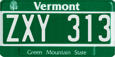 VT license plate ZXY313
