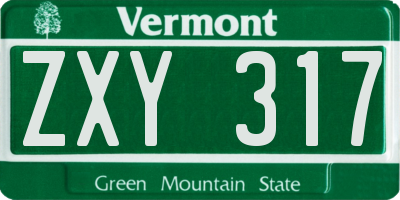 VT license plate ZXY317